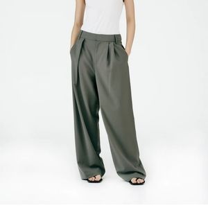 Tibi tropical wool Stella pants in Stone